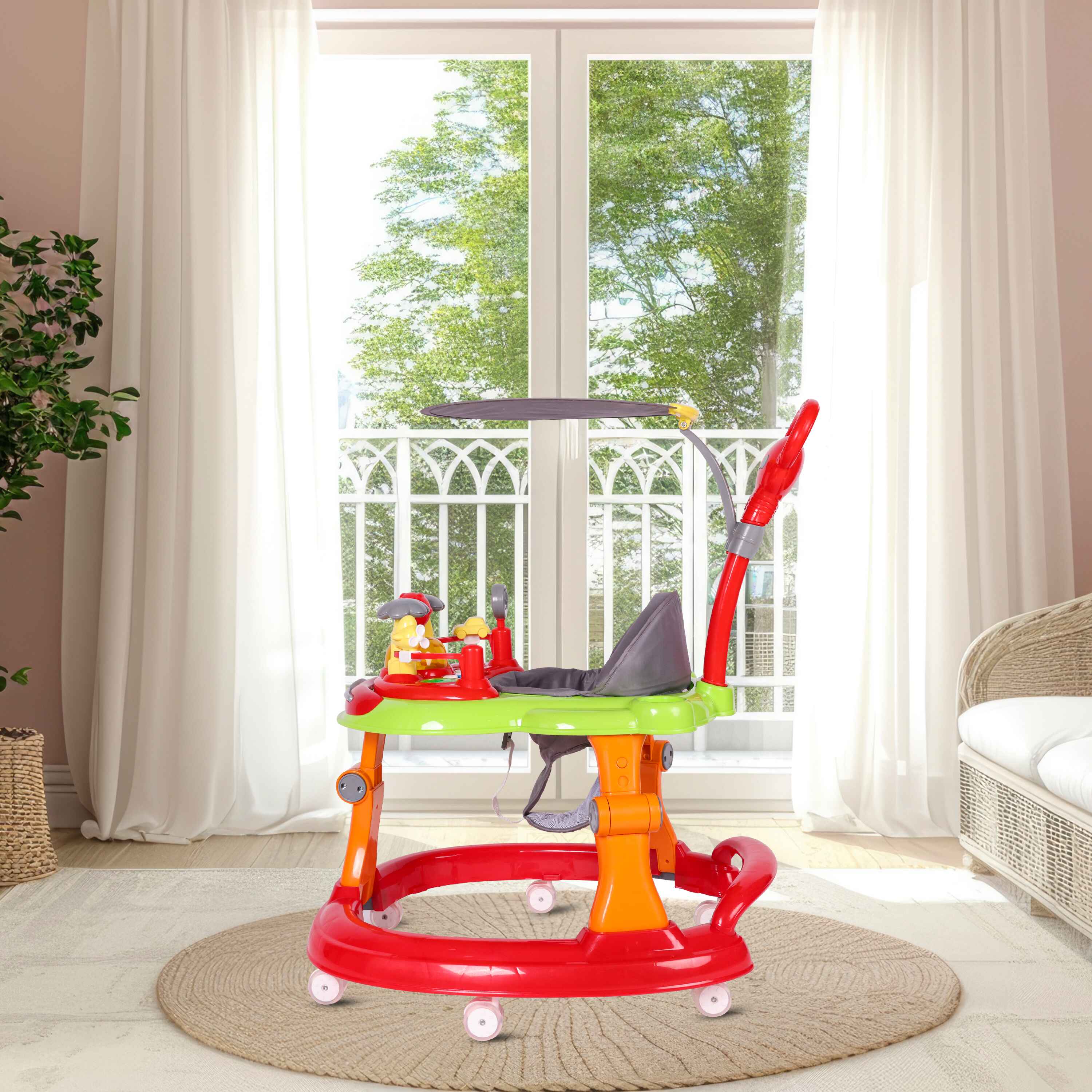 Koko Twita Baby Walker With Sun Shield - Red